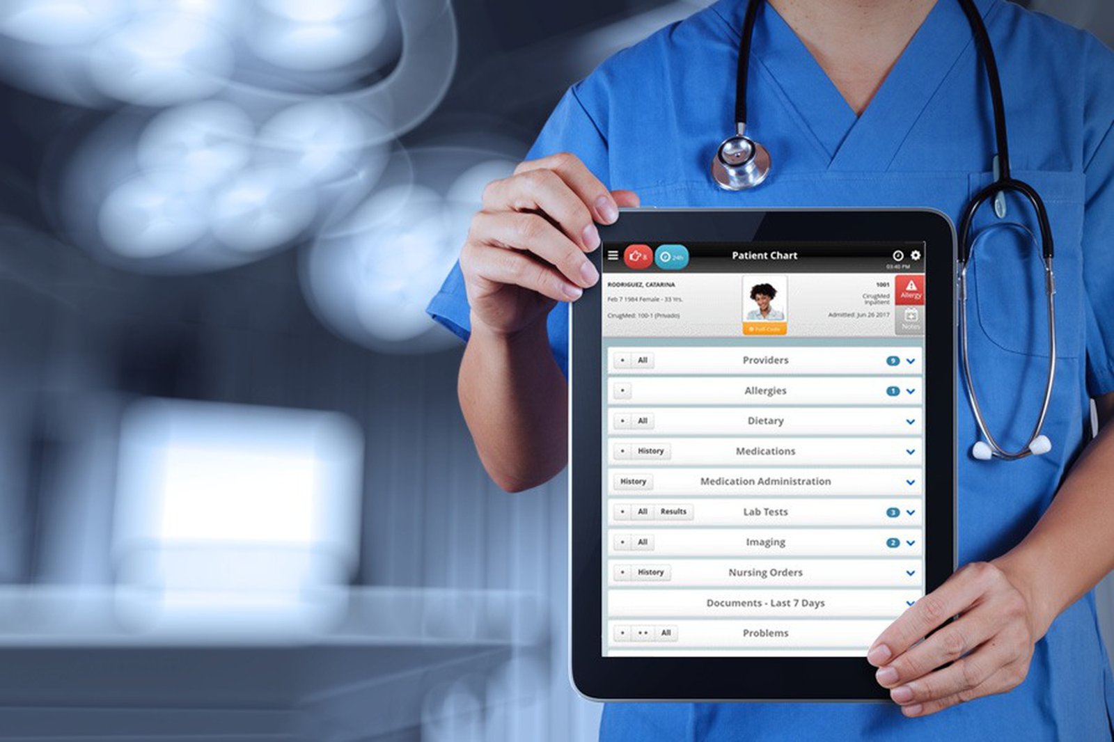 Clinic management software dashboard on computer screen